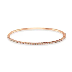 0.59ct Claw Set Round Brilliant Cut Diamond 18ct Rose Gold Bangle