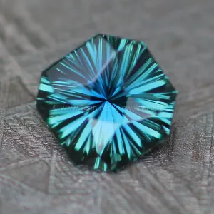 0.64 carat Teal Sapphire Octagon - Fantasy Cut, 5.3x5.7mm