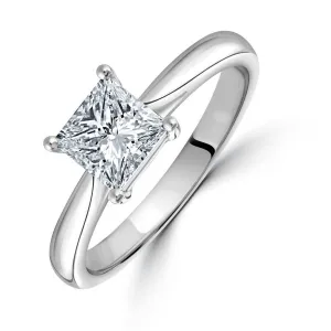 1.00ct Princess Cut Diamond Solitaire Platinum Ring