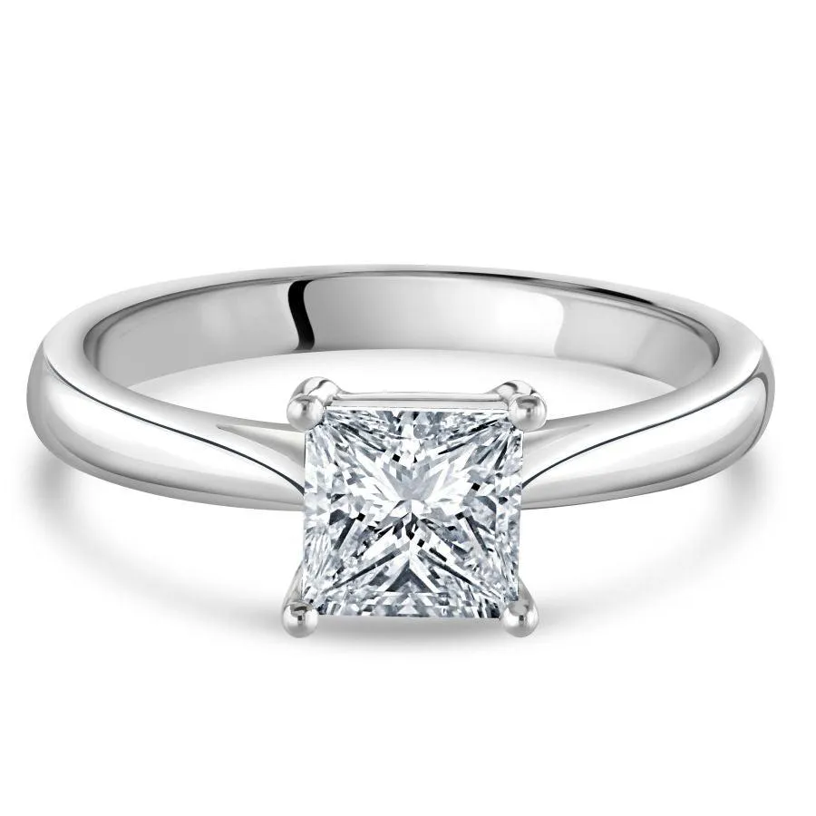 1.00ct Princess Cut Diamond Solitaire Platinum Ring