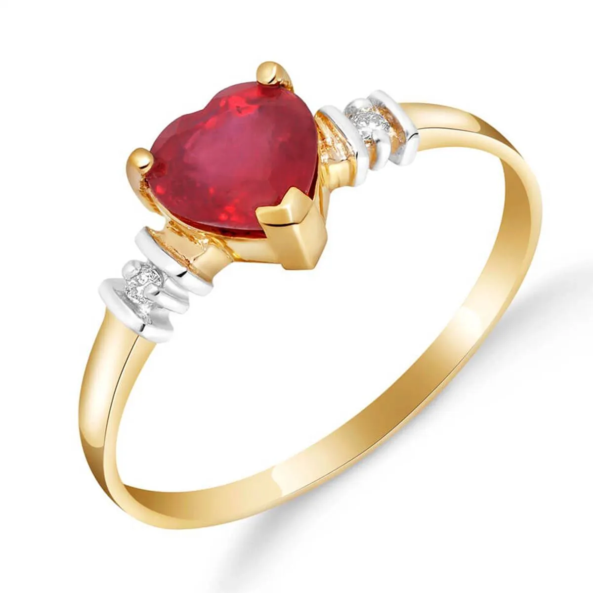 1.03 Carat 14K Solid Yellow Gold Ring Natural Ruby Diamond