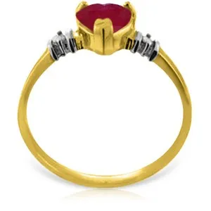 1.03 Carat 14K Solid Yellow Gold Ring Natural Ruby Diamond