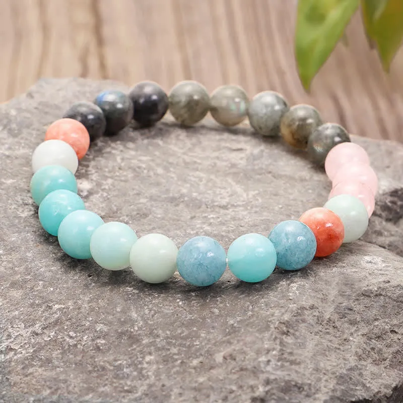 108 Mala Beads Amazonite Black Glitter Stone Positive Tassel Bracelet (Extra 30% Off | USE CODE: FS30)