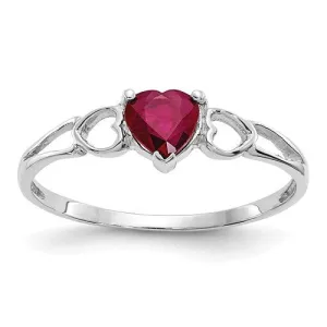 10KT GOLD HEART RUBY BIRTHSTONE RING