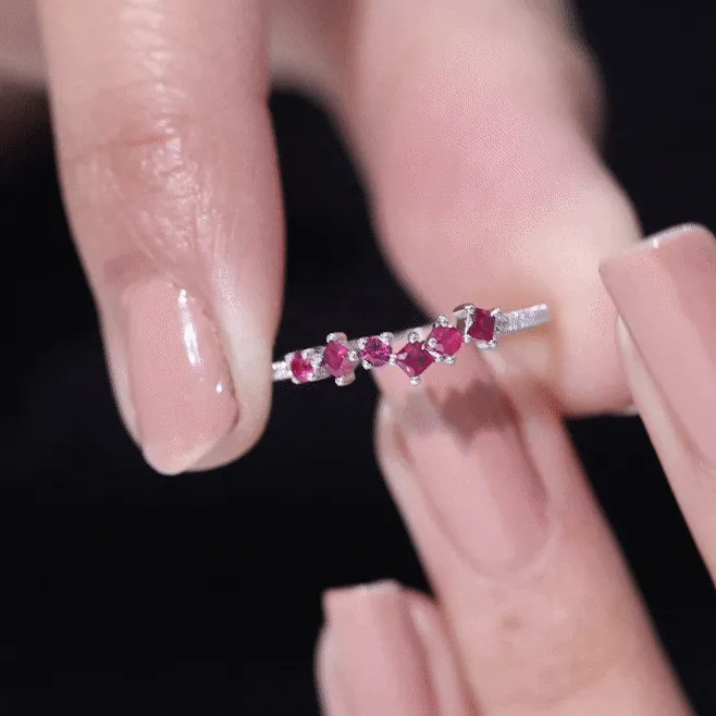 1/2 CT Lab Grown Ruby and Diamond Minimal Ring