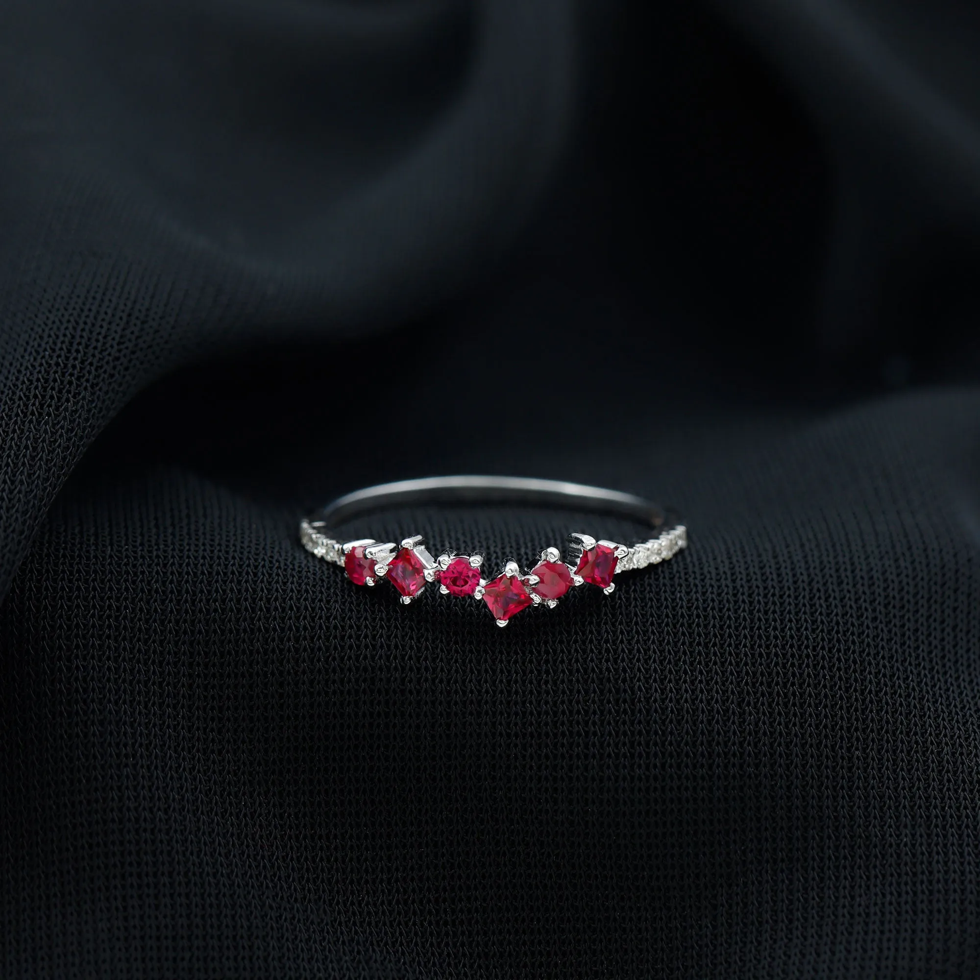 1/2 CT Lab Grown Ruby and Diamond Minimal Ring