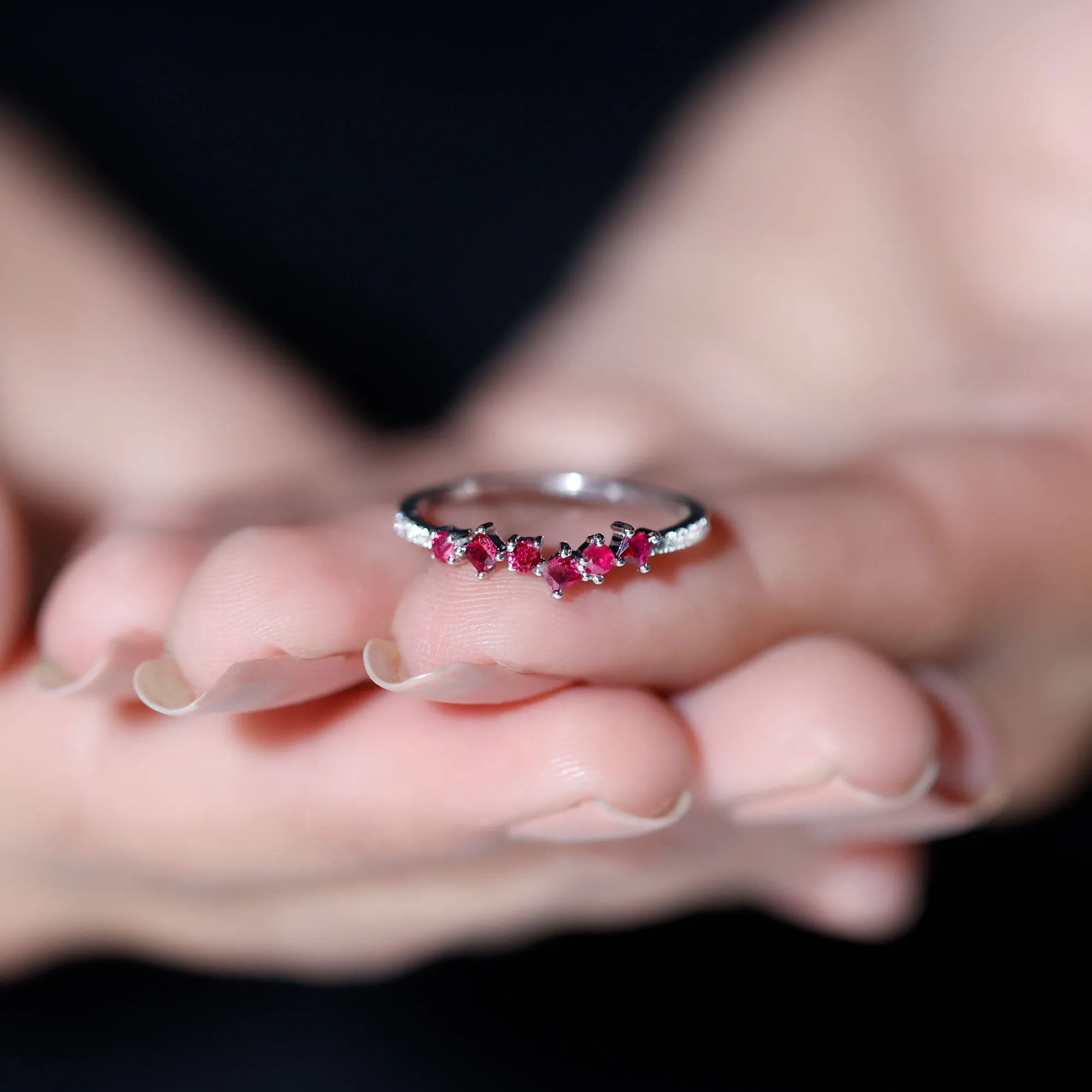 1/2 CT Lab Grown Ruby and Diamond Minimal Ring