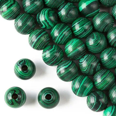 12mm Malachite  Round with 2.5mm Hole (aprox 17)