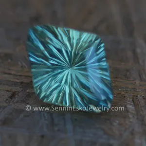 1.4 Carat Bluish Green Sapphire Shield Dodecagon- 8.1x6.1mm, Fantasy Cut