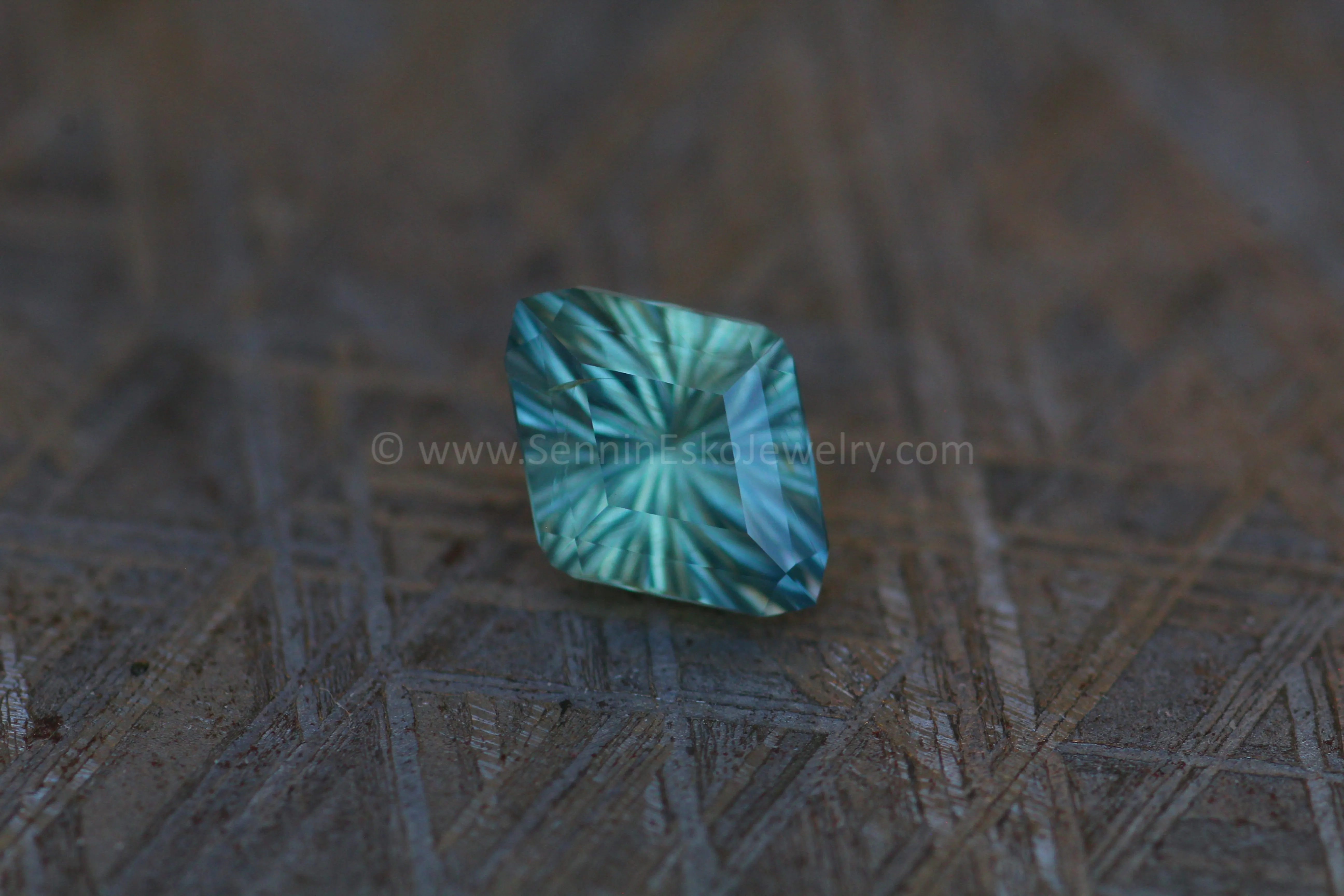 1.4 Carat Bluish Green Sapphire Shield Dodecagon- 8.1x6.1mm, Fantasy Cut