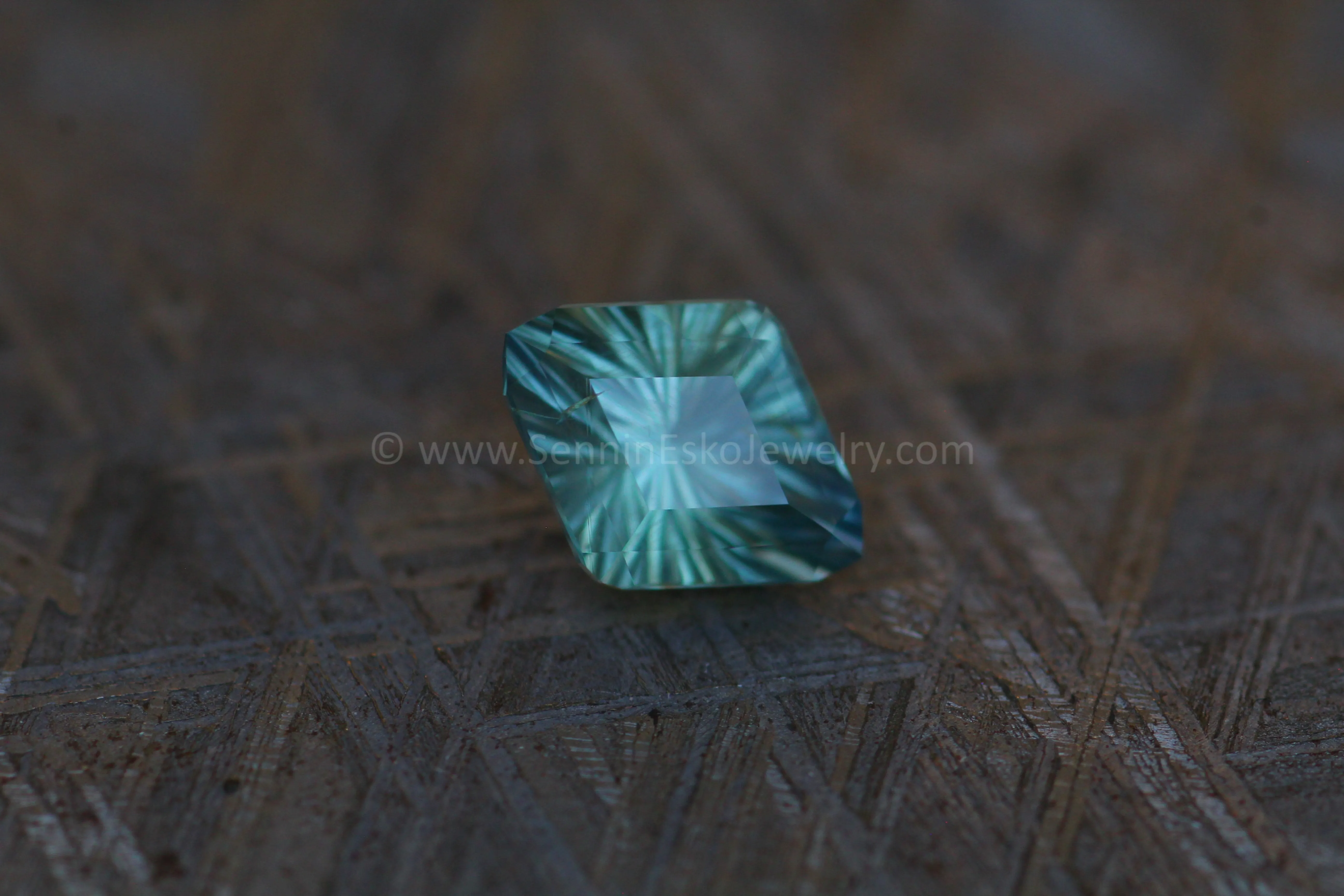 1.4 Carat Bluish Green Sapphire Shield Dodecagon- 8.1x6.1mm, Fantasy Cut