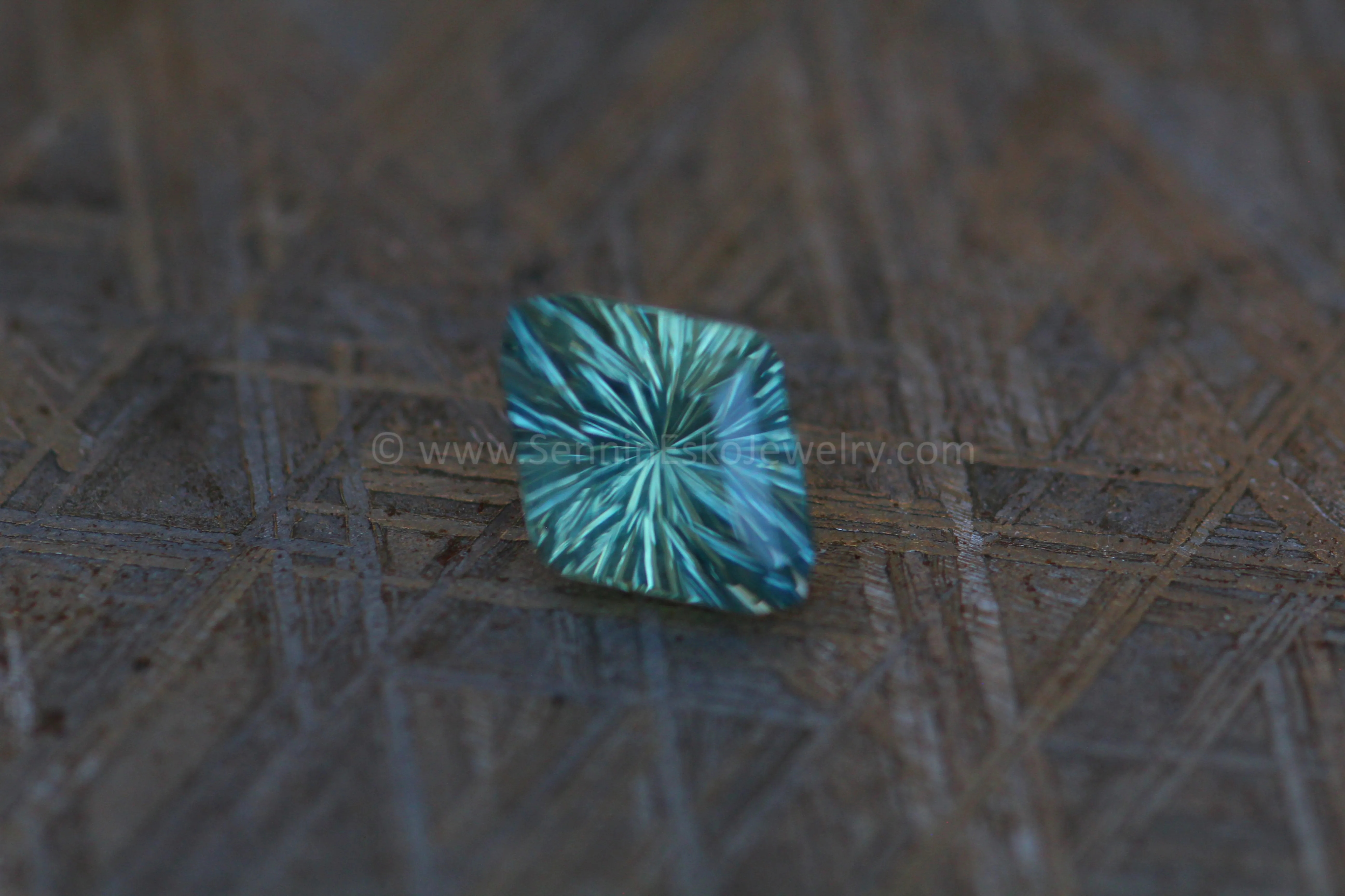 1.4 Carat Bluish Green Sapphire Shield Dodecagon- 8.1x6.1mm, Fantasy Cut