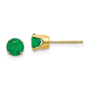 14k 5mm Emerald Earrings - May