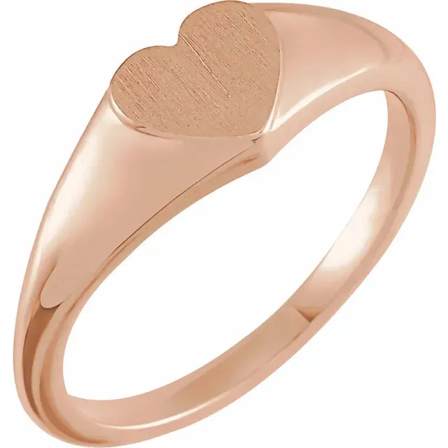 14K Rose Gold Heart Signet Ring