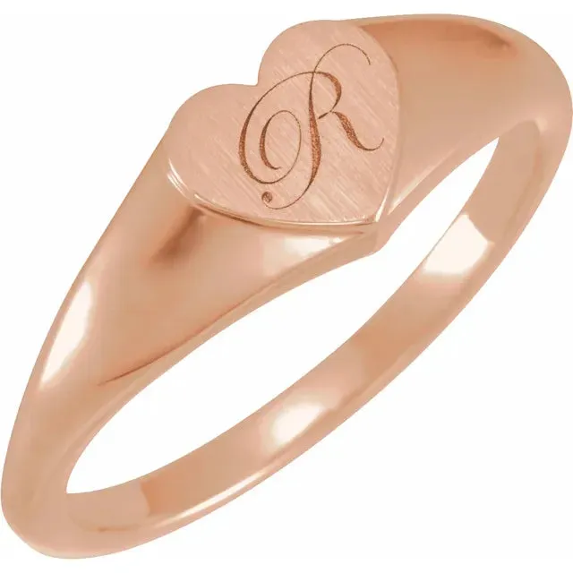 14K Rose Gold Heart Signet Ring