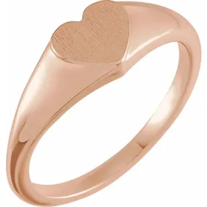 14K Rose Gold Heart Signet Ring