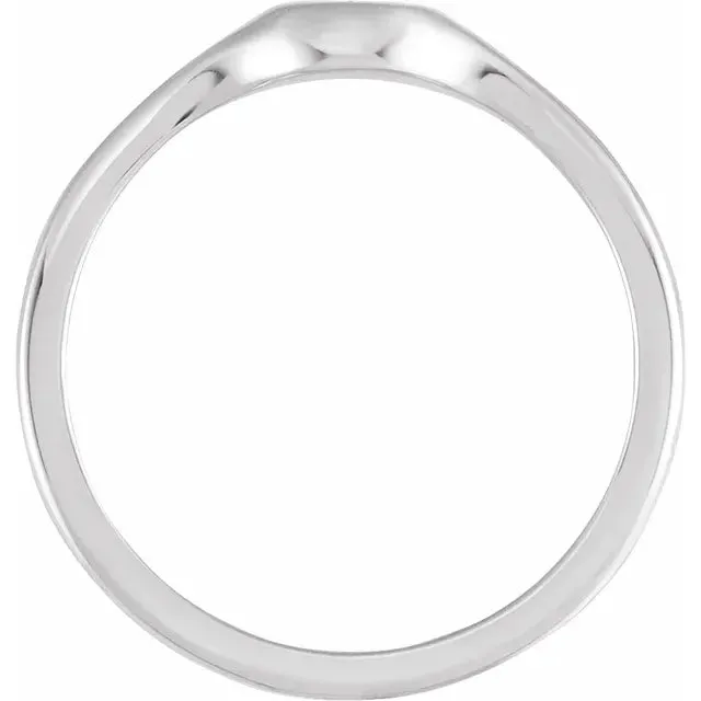 14K White Gold Round Petite Signet Ring