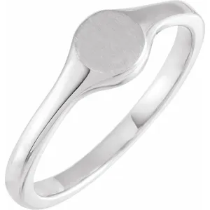 14K White Gold Round Petite Signet Ring