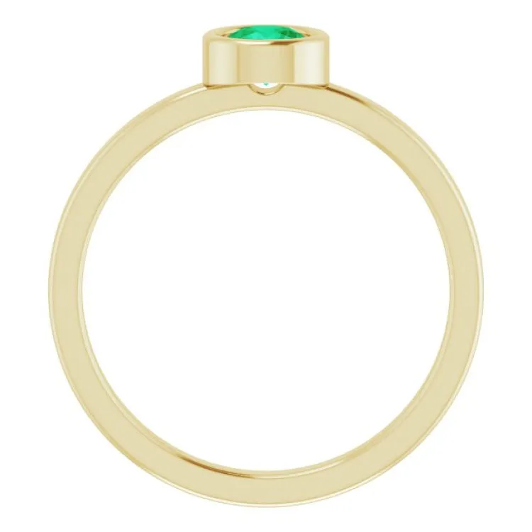 14K Yellow 4.5 mm Lab-Grown Emerald Ring