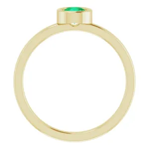 14K Yellow 4.5 mm Lab-Grown Emerald Ring