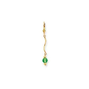 14k Yellow Gold Peridot Colored Crystal Bead Leverback Earrings