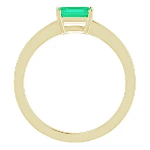 14K Yellow Lab-Grown Emerald Ring