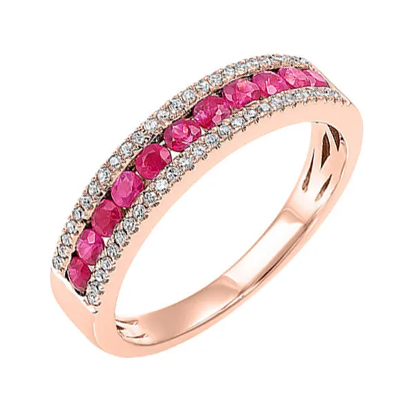 14Kt Rose Gold Diamond 1/8Ctw & Ruby 1/2Ctw Ring