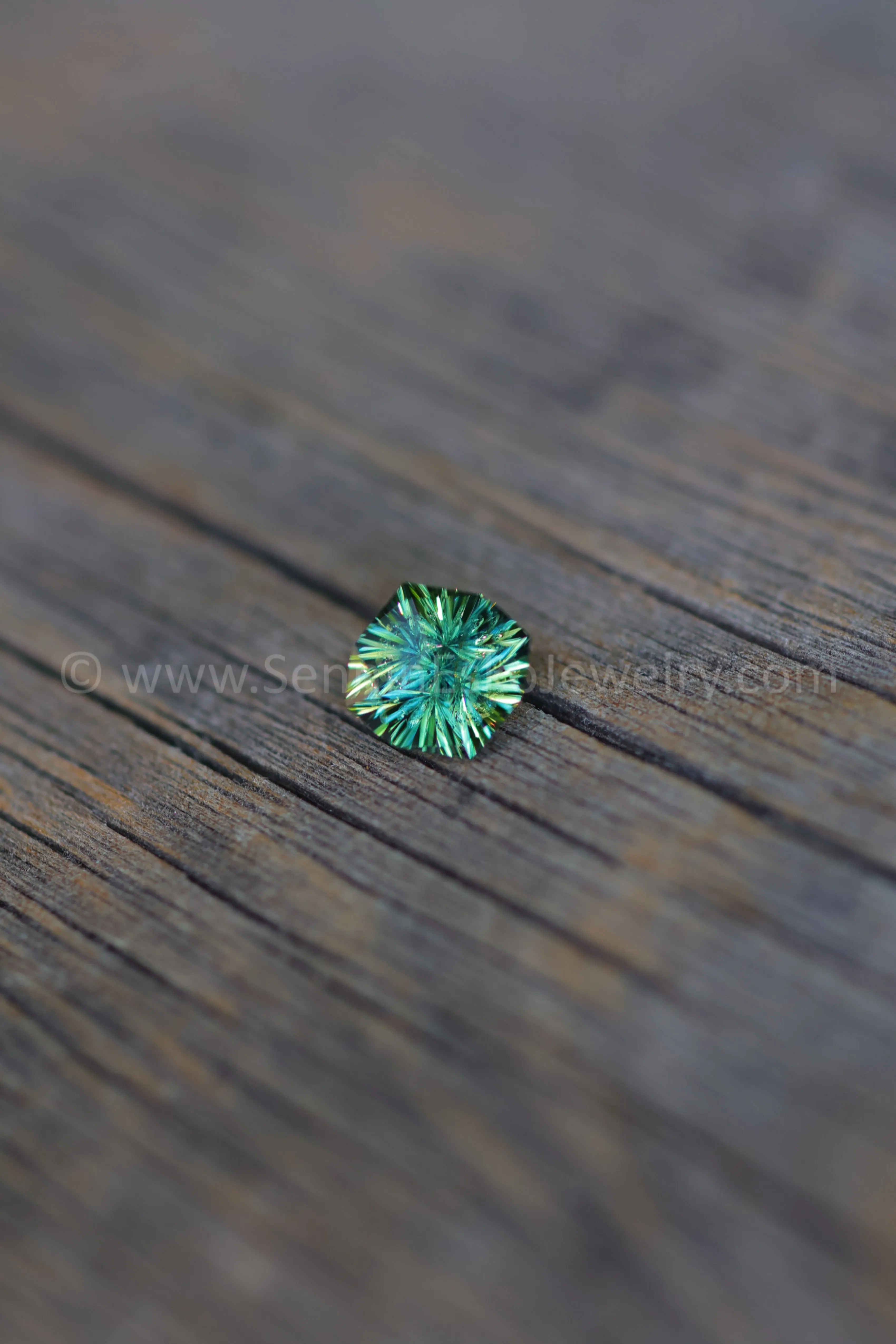 1.6 Carat Green/Yellow Parti Sapphire Octagon -  7.7x7.4mm - Galaxy Cut