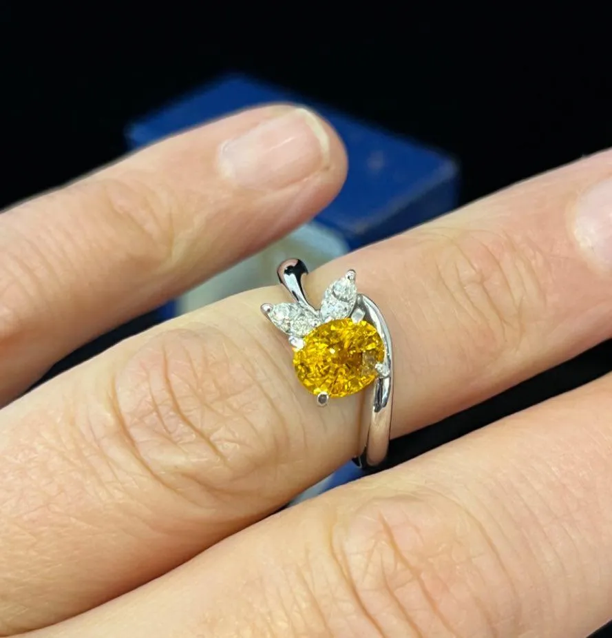 1.75ct Yellow Sapphire and Diamond Ring