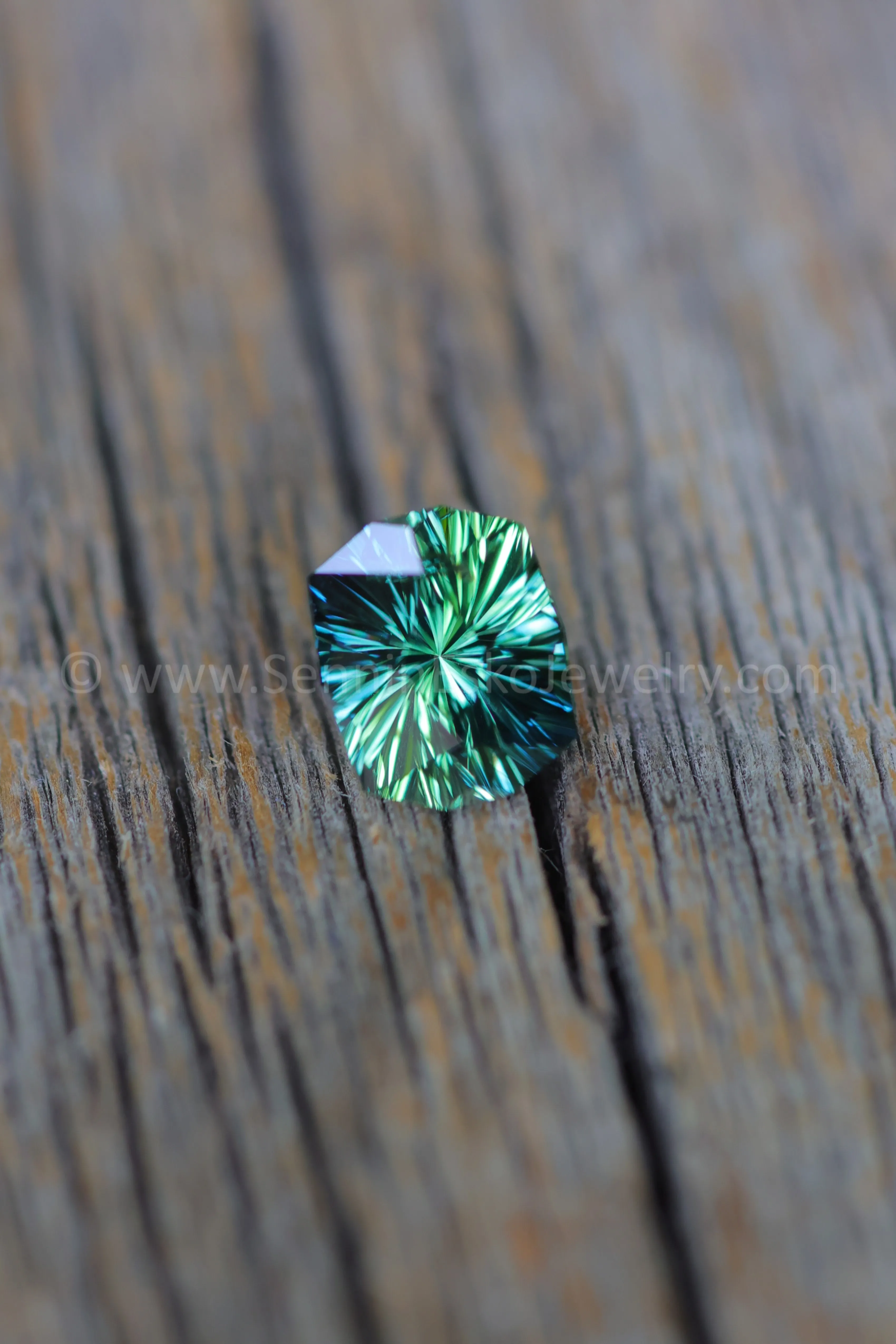 1.84 Carat Blue/Green Sapphire Decagonal Cushion -  7.9x6.5mm - Galaxy Cut