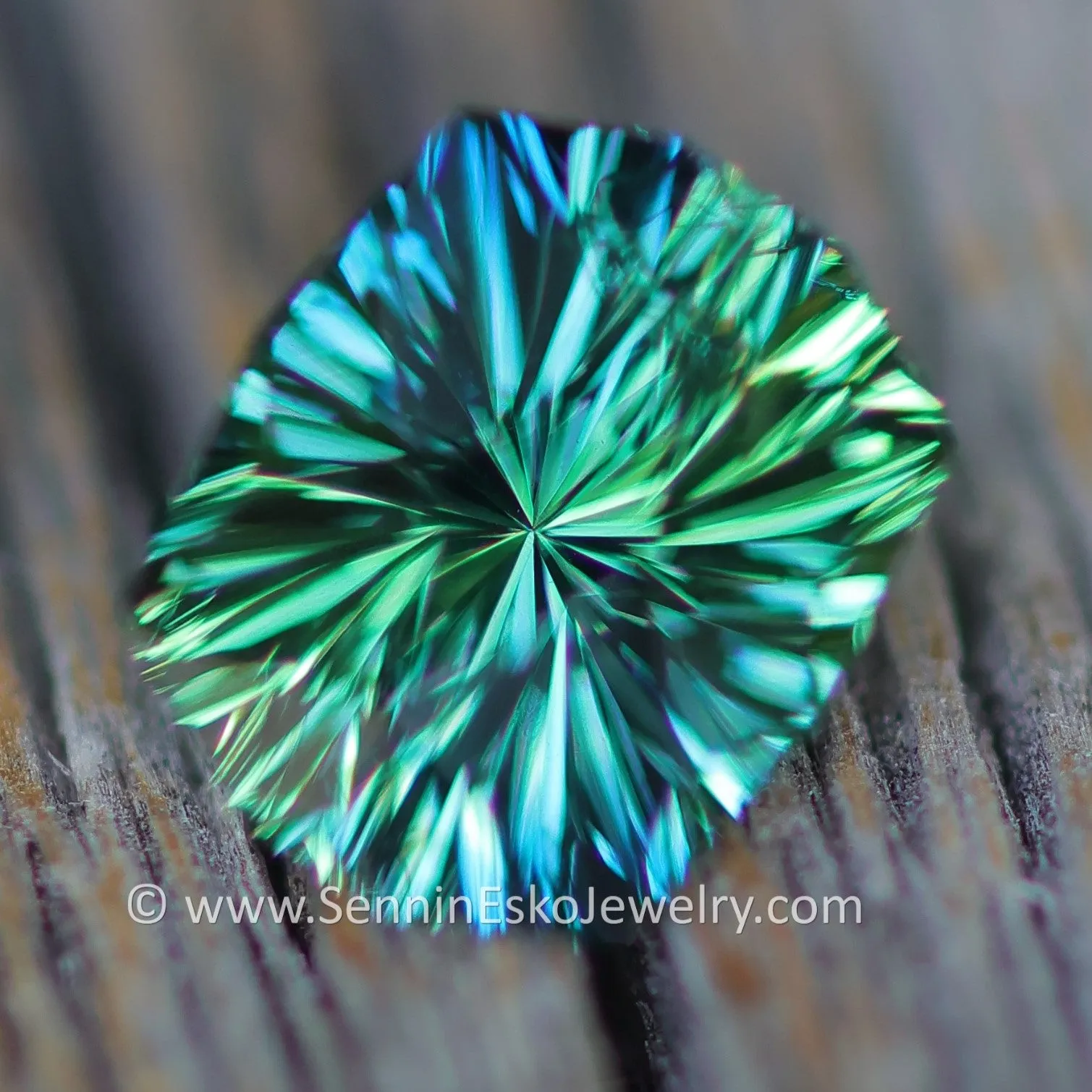 1.84 Carat Blue/Green Sapphire Decagonal Cushion -  7.9x6.5mm - Galaxy Cut