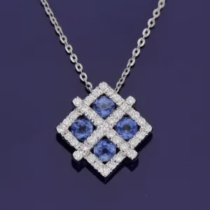 18ct White Gold Sapphire and Diamond Necklace