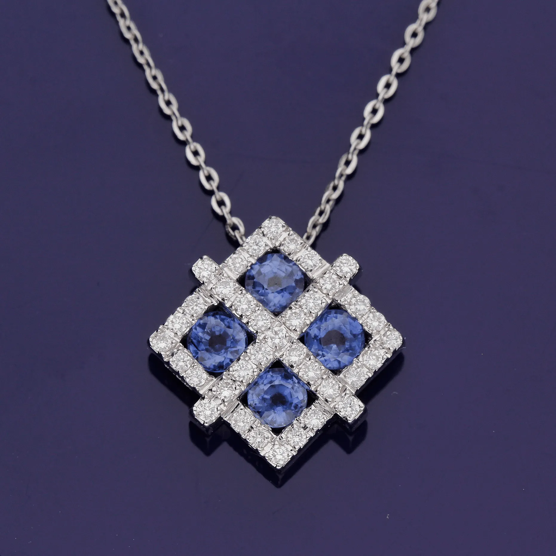 18ct White Gold Sapphire and Diamond Necklace