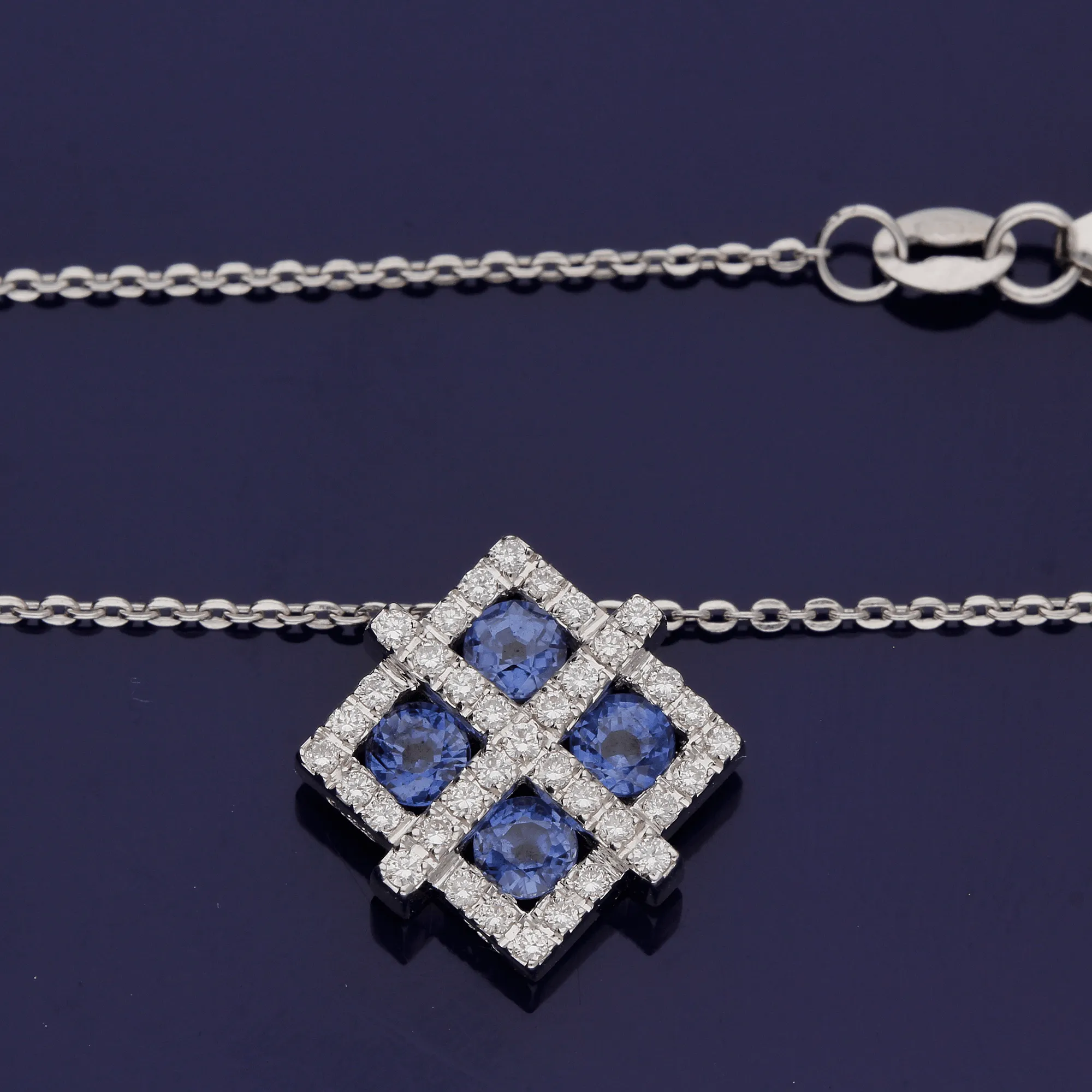 18ct White Gold Sapphire and Diamond Necklace