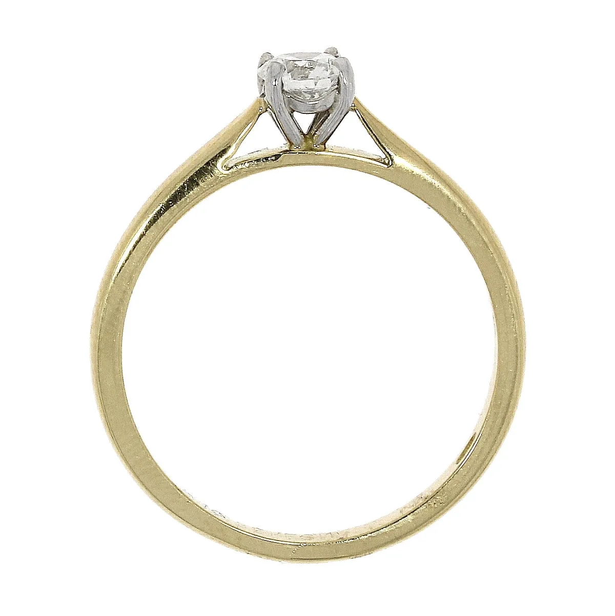 18ct yellow and white gold solitaire diamond claw set ring