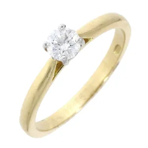 18ct yellow and white gold solitaire diamond claw set ring