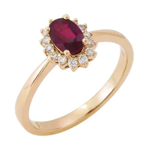 18k Oval Ruby & Diamond Ring