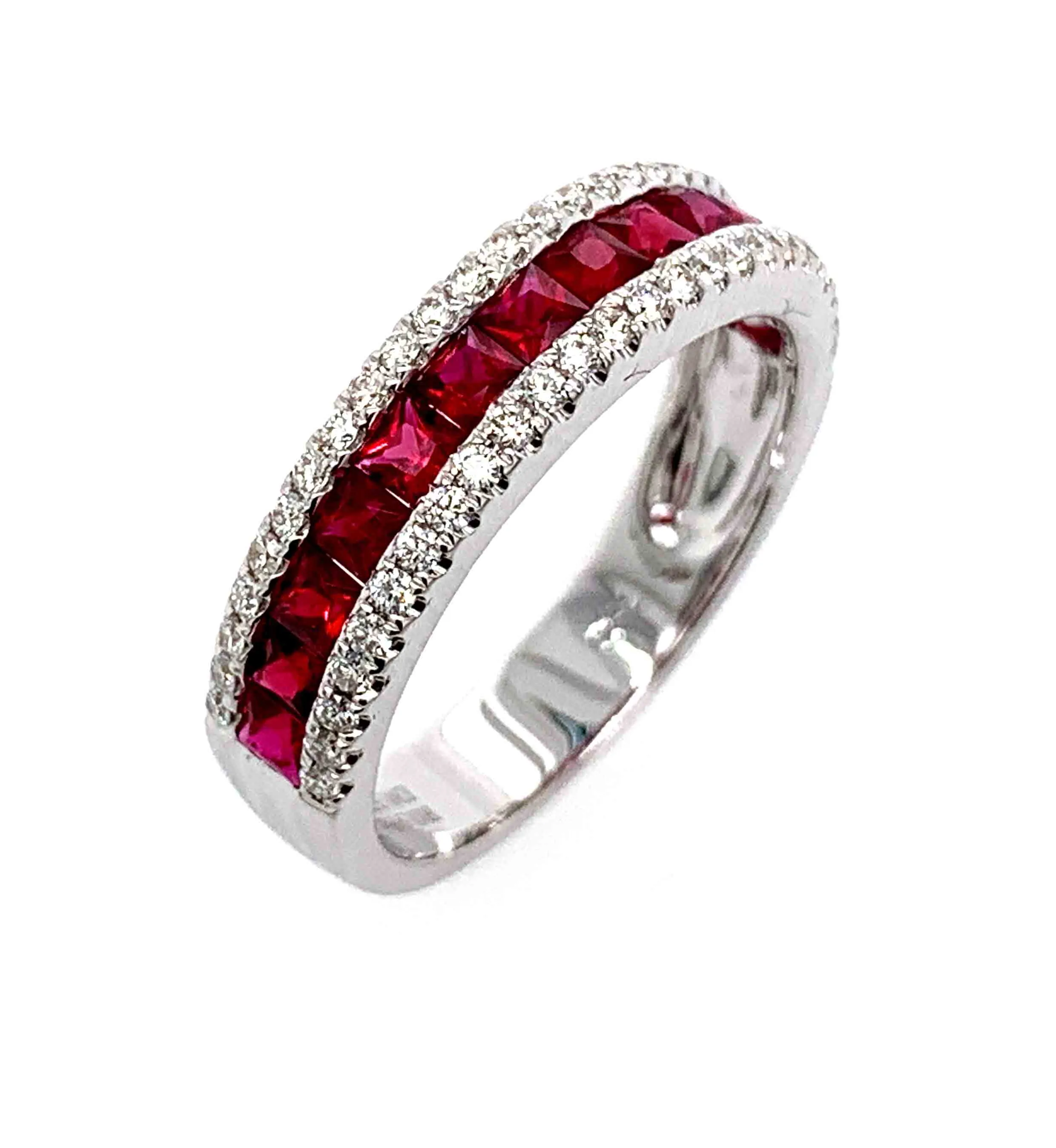 18k White Gold 0.31Ct Diamond, 1.04Ct Ruby Band