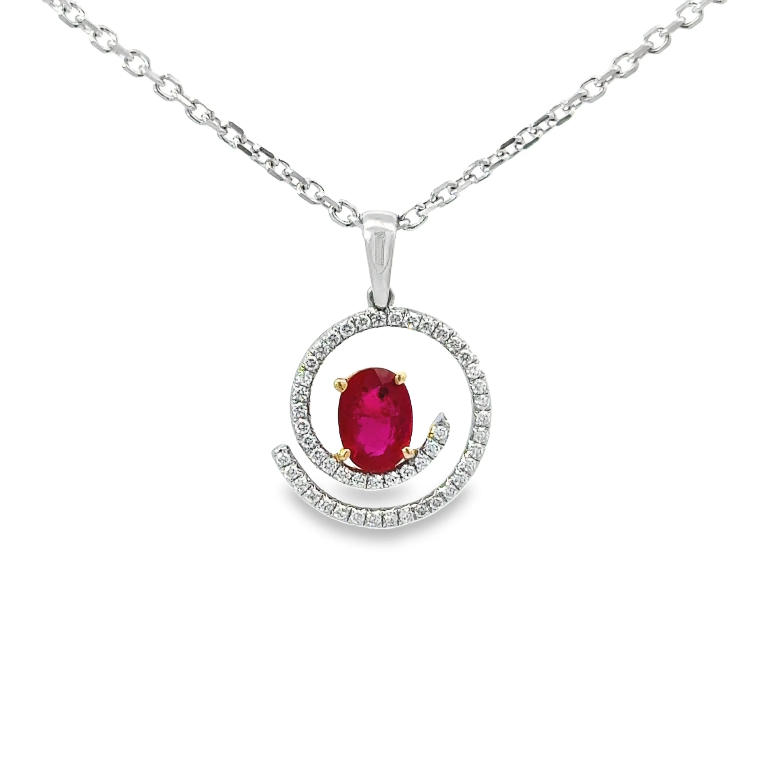 18k White Gold Burmese Ruby And Diamond Pendant