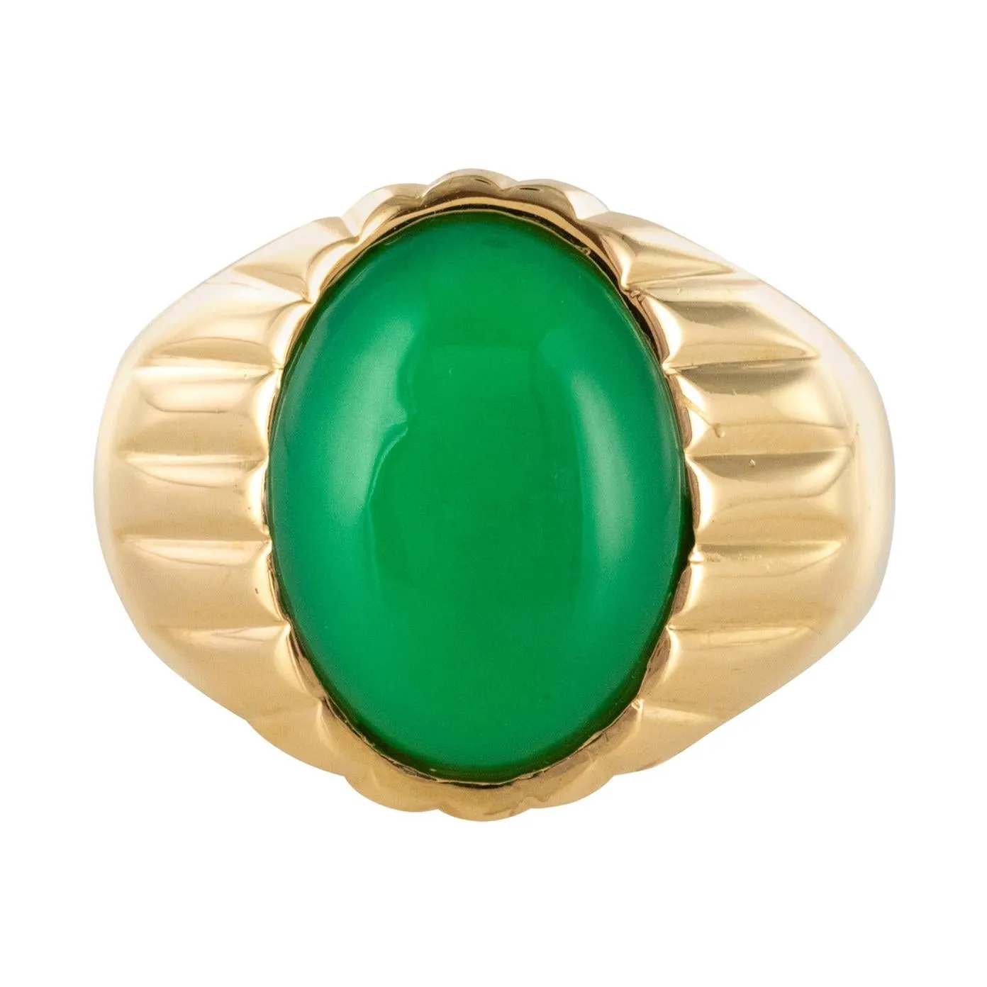 1960s 6 Carat Chrysoprase 18 Karat Yellow Gold Signet Ring