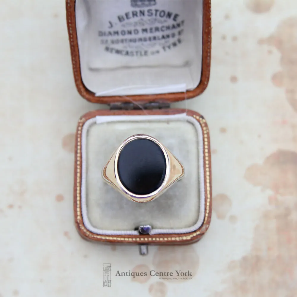 1970's Large Heavy 9ct Onyx Signet Ring