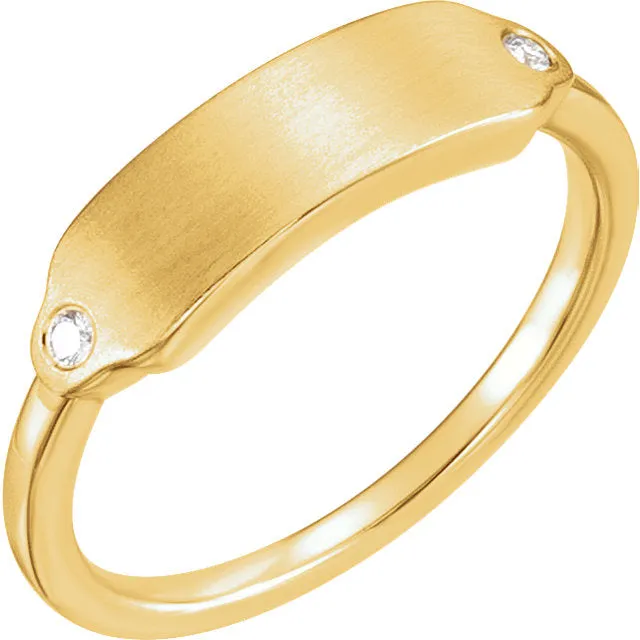 2 Stone .03 CTW Diamond Signet Ring in 14k Gold or Sterling Silver