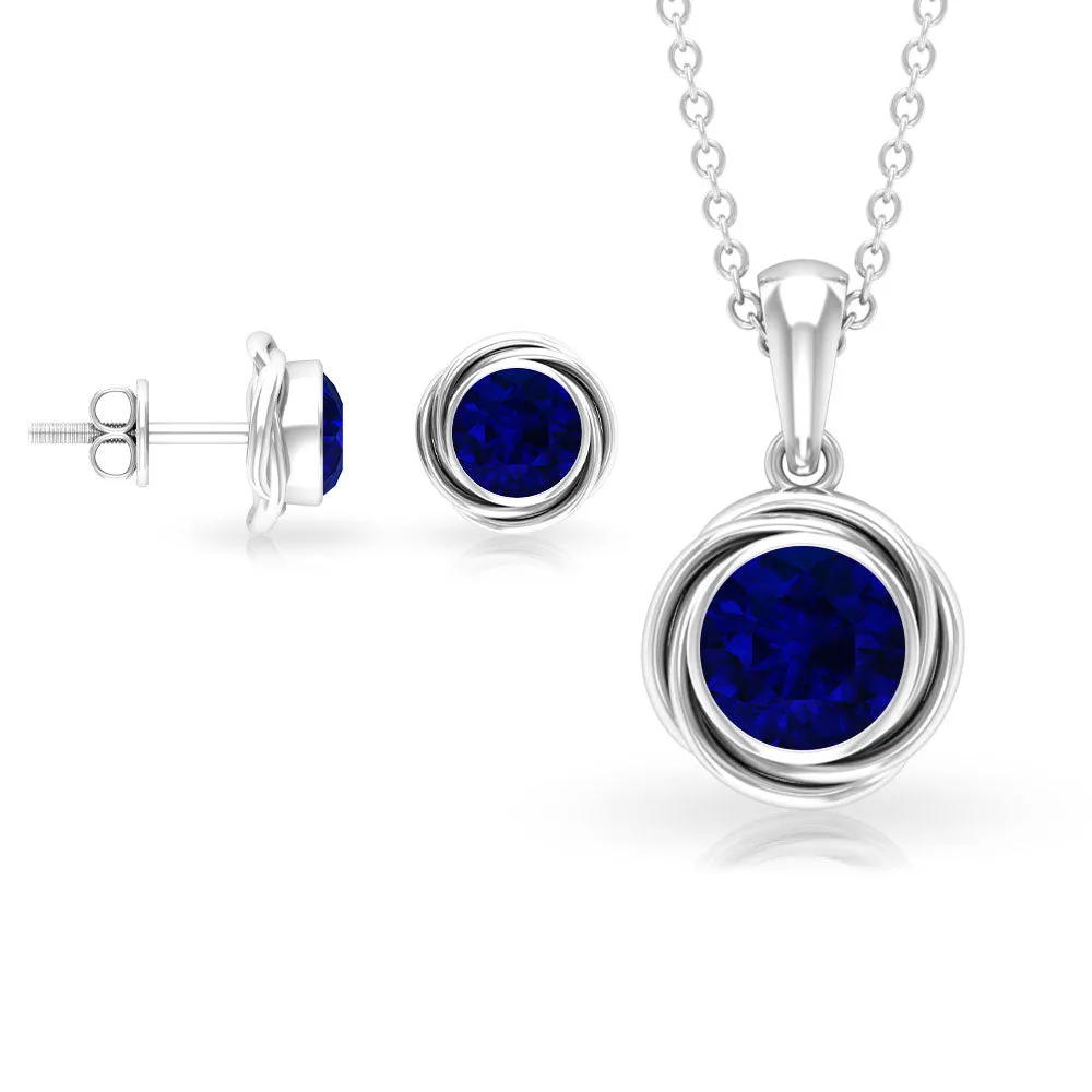 2.25 CT Lab Created Blue Sapphire Swirl Jewelry Set