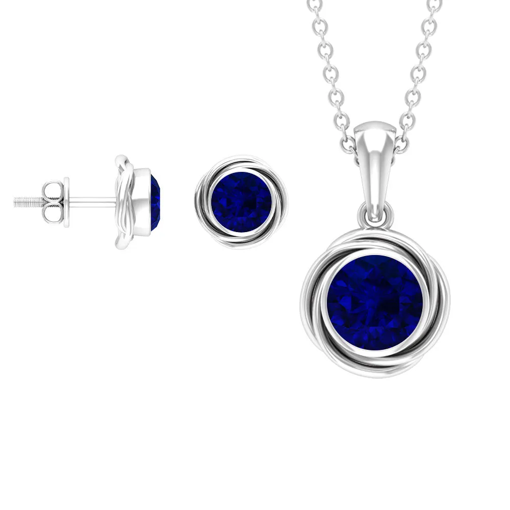 2.25 CT Lab Created Blue Sapphire Swirl Jewelry Set