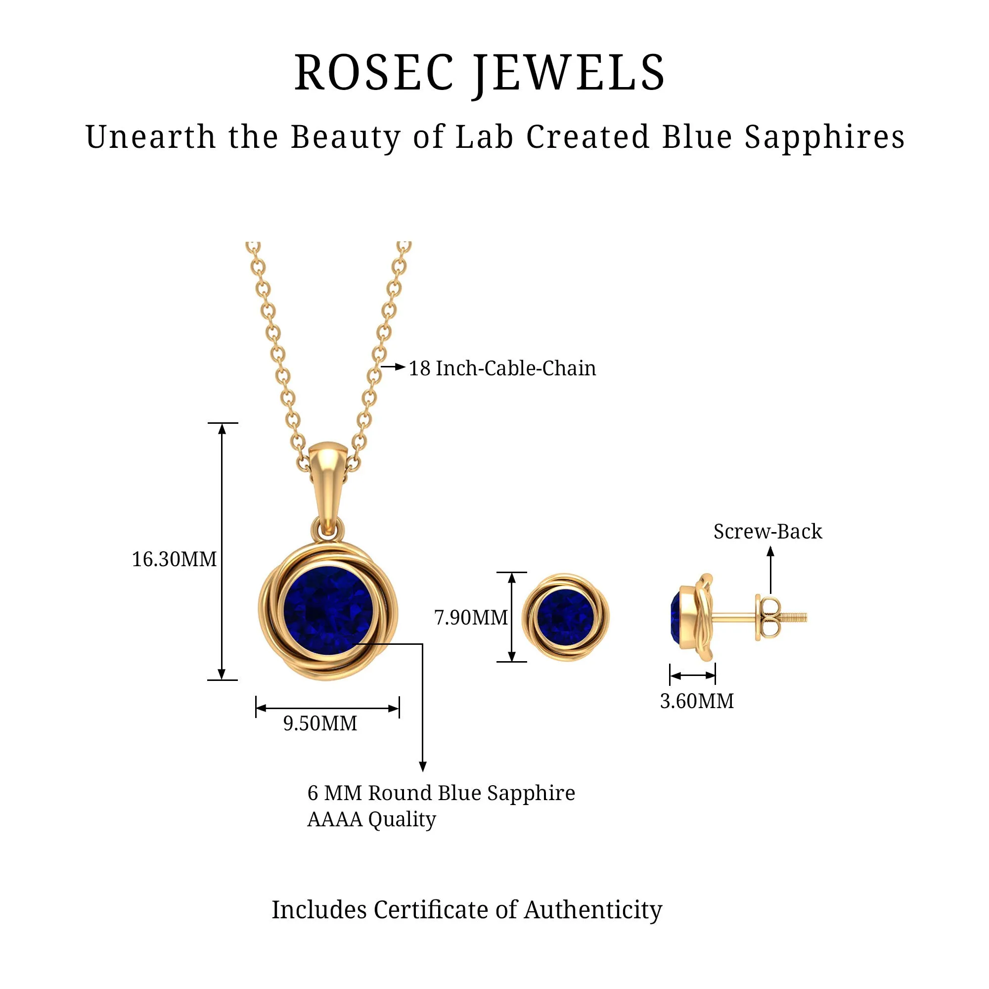 2.25 CT Lab Created Blue Sapphire Swirl Jewelry Set