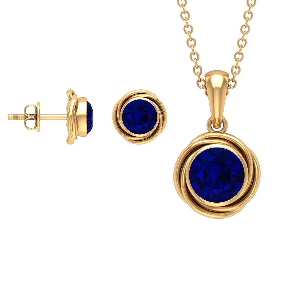 2.25 CT Lab Created Blue Sapphire Swirl Jewelry Set