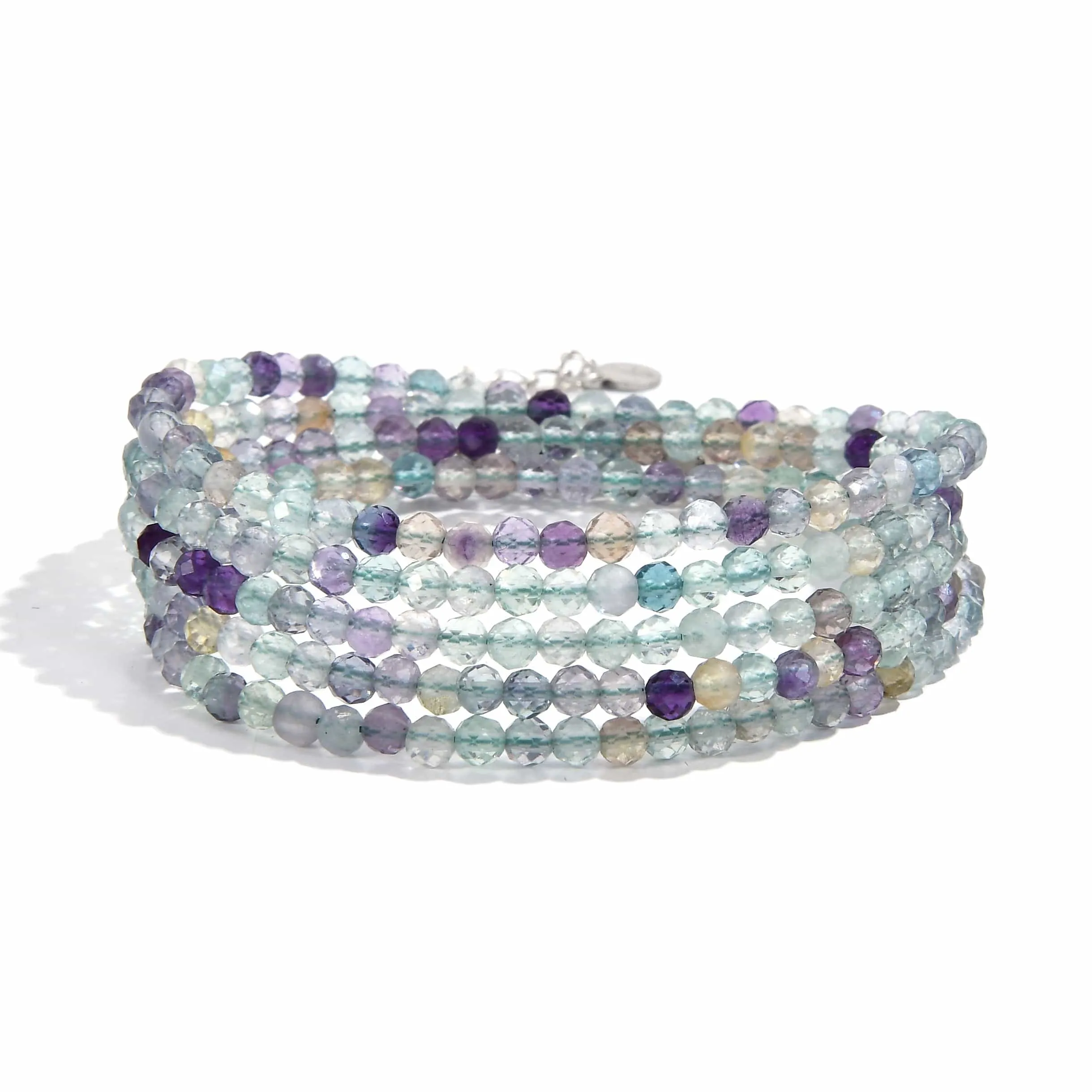 3mm Fluorite Faceted 31" Necklace / Multi Wrap Bracelet