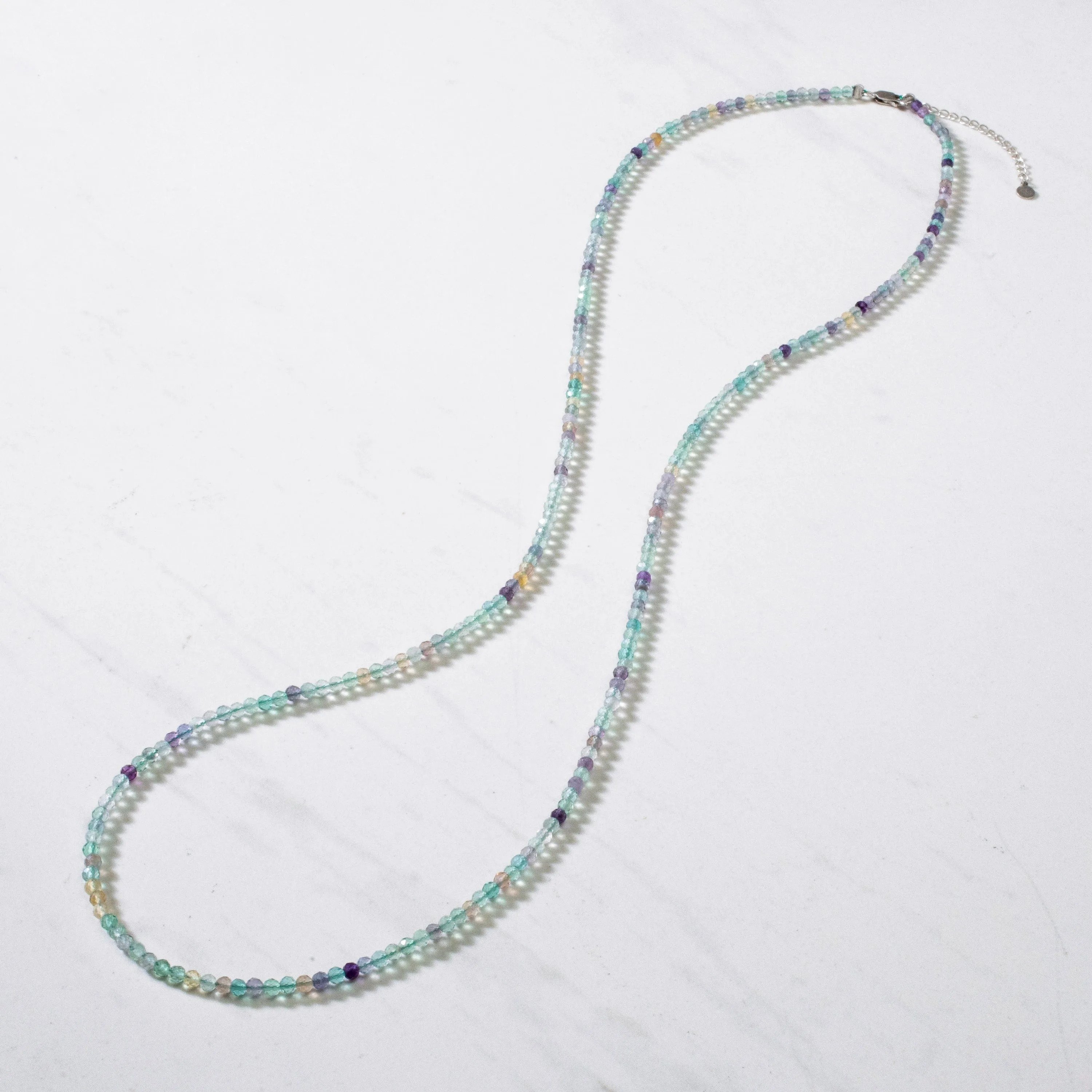 3mm Fluorite Faceted 31" Necklace / Multi Wrap Bracelet