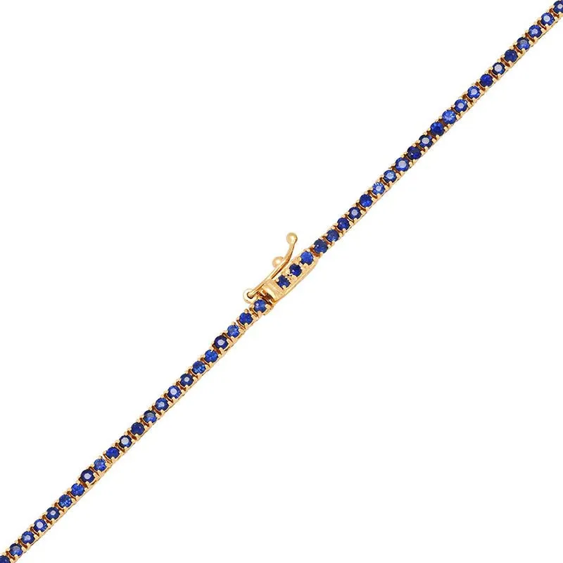 4-Prong Blue Sapphire and Diamond Tennis Necklace