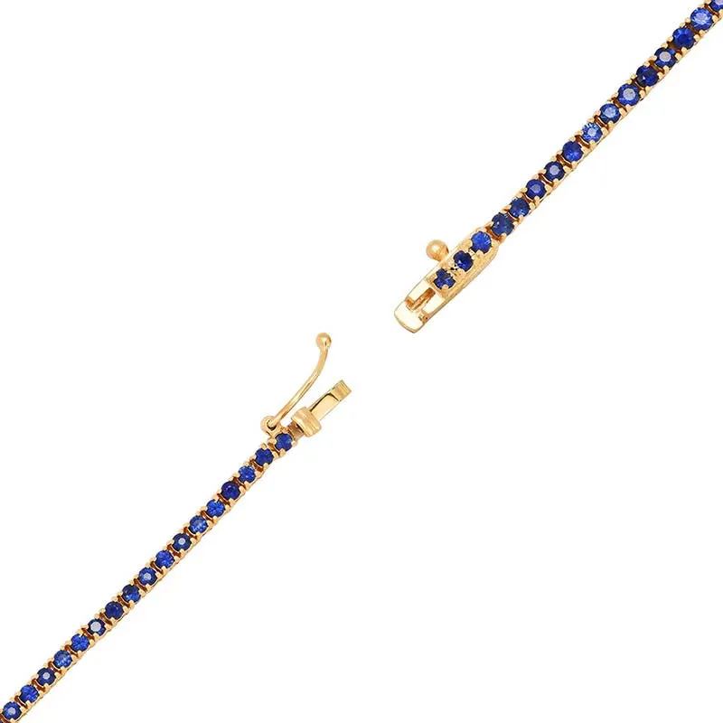 4-Prong Blue Sapphire and Diamond Tennis Necklace